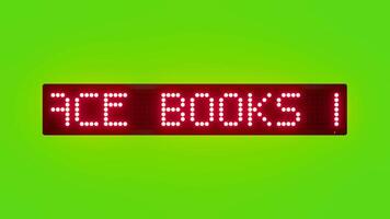 PLACE BOOKS BACK ON THE RETURN TROLLEY Scrolling Red Dot Matrix LED Text Animation on Green Screen Seamless Loop video