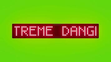 EXTREME DANGER 660 VOLTS Scrolling Red Dot Matrix LED Text Animation on Green Screen Seamless Loop video