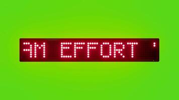 TEAM EFFORT YIELDS BIG RESULTS Scrolling Red Dot Matrix LED Text Animation on Green Screen Seamless Loop video