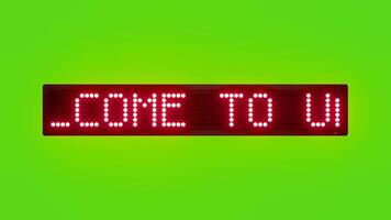 WELCOME TO UAE Scrolling Red Dot Matrix LED Text Animation on Green Screen Seamless Loop video