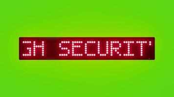 HIGH SECURITY AREA UNDER 24 HOUR GUARD Scrolling Red Dot Matrix LED Text Animation on Green Screen Seamless Loop video