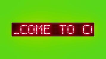 WELCOME TO COLOMBIA Scrolling Red Dot Matrix LED Text Animation on Green Screen Seamless Loop video