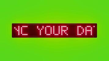 SYNC YOUR DATA REGULARLY Scrolling Red Dot Matrix LED Text Animation on Green Screen Seamless Loop video