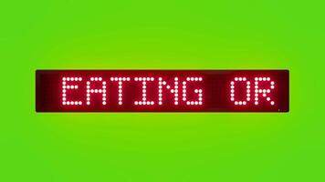 NO EATING OR DRINKING ALLOWED NEAR CHEMICAL AREAS Scrolling Red Dot Matrix LED Text Animation on Green Screen Seamless Loop video