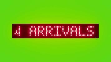 NEW ARRIVALS IN STORE Scrolling Red Dot Matrix LED Text Animation on Green Screen Seamless Loop video