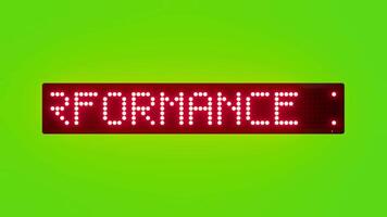 PERFORMANCE IMPROVES WITH ACCOUNTABILITY Scrolling Red Dot Matrix LED Text Animation on Green Screen Seamless Loop video