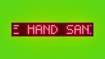 USE HAND SANITIZER BEFORE ENTERING Scrolling Red Dot Matrix LED Text Animation on Green Screen Seamless Loop video