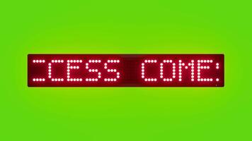 SUCCESS COMES TO THOSE WHO WORK HARD Scrolling Red Dot Matrix LED Text Animation on Green Screen Seamless Loop video