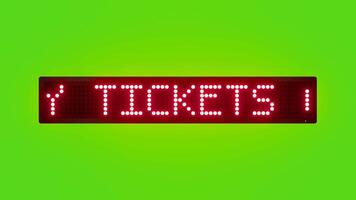 Kaufen Tickets online und speichern Zeit Scrollen rot Punkt Matrix LED Text Animation auf Grün Bildschirm nahtlos Schleife video