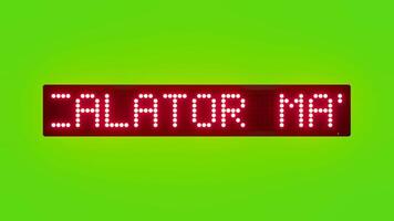 ESCALATOR MAY STOP SUDDENLY HOLD HANDRAIL Scrolling Red Dot Matrix LED Text Animation on Green Screen Seamless Loop video