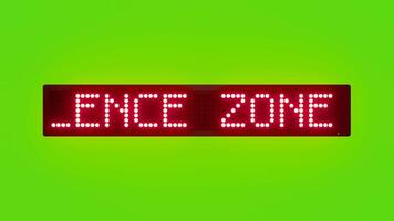 SILENCE ZONE DO NOT USE RADIOS Scrolling Red Dot Matrix LED Text Animation on Green Screen Seamless Loop video