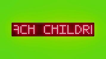 TEACH CHILDREN BASIC EMERGENCY NUMBERS Scrolling Red Dot Matrix LED Text Animation on Green Screen Seamless Loop video