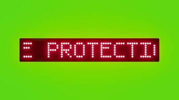 EYE PROTECTION REQUIRED Scrolling Red Dot Matrix LED Text Animation on Green Screen Seamless Loop video