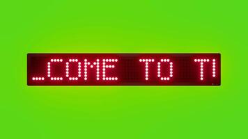 WELCOME TO TUNISIA Scrolling Red Dot Matrix LED Text Animation on Green Screen Seamless Loop video