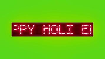 HAPPY HOLI ENJOY THE COLORS OF LIFE Scrolling Red Dot Matrix LED Text Animation on Green Screen Seamless Loop video