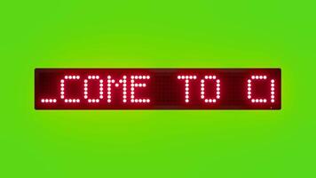 WELCOME TO CAMBODIA Scrolling Red Dot Matrix LED Text Animation on Green Screen Seamless Loop video