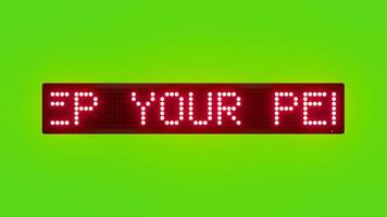 garder votre personnel affaires sûr défilement rouge point matrice LED texte animation sur vert écran sans couture boucle video