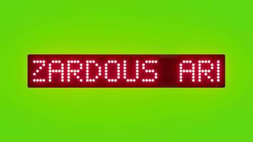HAZARDOUS AREA Scrolling Red Dot Matrix LED Text Animation on Green Screen Seamless Loop video