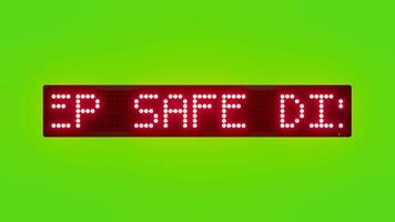mantenere sicuro distanza a partire dal il veicolo avanti scorrimento rosso punto matrice guidato testo animazione su verde schermo senza soluzione di continuità ciclo continuo video
