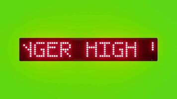 DANGER HIGH VOLTAGE KEEP AWAY Scrolling Red Dot Matrix LED Text Animation on Green Screen Seamless Loop video