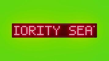 PRIORITY SEATS ARE FOR ELDERLY AND DISABLED Scrolling Red Dot Matrix LED Text Animation on Green Screen Seamless Loop video