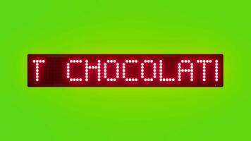 varm choklad för vinter- kvällar rullning röd punkt matris led text animering på grön skärm sömlös slinga video