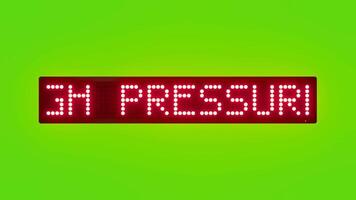 HIGH PRESSURE Scrolling Red Dot Matrix LED Text Animation on Green Screen Seamless Loop video