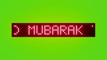 EID MUBARAK TO YOU AND YOUR FAMILY Scrolling Red Dot Matrix LED Text Animation on Green Screen Seamless Loop video