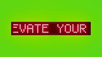 ELEVATE YOUR EVERYDAY STYLE Scrolling Red Dot Matrix LED Text Animation on Green Screen Seamless Loop video