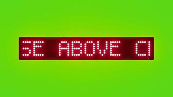 RISE ABOVE CHALLENGES AND EXCEL Scrolling Red Dot Matrix LED Text Animation on Green Screen Seamless Loop video