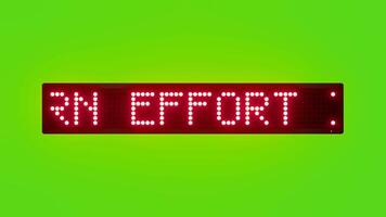 TURN EFFORT INTO SUCCESS Scrolling Red Dot Matrix LED Text Animation on Green Screen Seamless Loop video