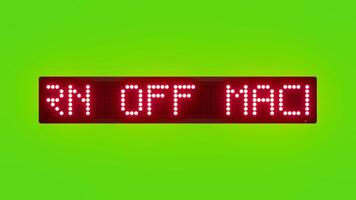 TURN OFF MACHINES AFTER USE Scrolling Red Dot Matrix LED Text Animation on Green Screen Seamless Loop video