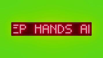 ha kvar händer bort från rör på sig delar rullning röd punkt matris led text animering på grön skärm sömlös slinga video