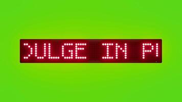 INDULGE IN PURE SOPHISTICATION Scrolling Red Dot Matrix LED Text Animation on Green Screen Seamless Loop video
