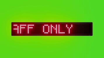 STAFF ONLY Scrolling Red Dot Matrix LED Text Animation on Green Screen Seamless Loop video