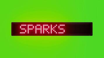 NO SPARKS Scrolling Red Dot Matrix LED Text Animation on Green Screen Seamless Loop video