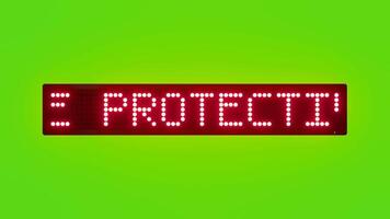 USE PROTECTIVE GLOVES IN MEDICAL AREAS Scrolling Red Dot Matrix LED Text Animation on Green Screen Seamless Loop video
