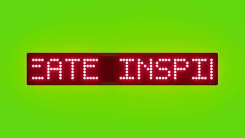 CREATE INSPIRE LEAD Scrolling Red Dot Matrix LED Text Animation on Green Screen Seamless Loop video