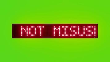 do inte missbruka nödsituation utgångar rullning röd punkt matris led text animering på grön skärm sömlös slinga video