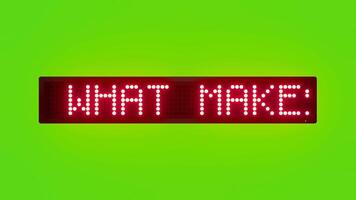 do Vad gör din själ glans rullning röd punkt matris led text animering på grön skärm sömlös slinga video