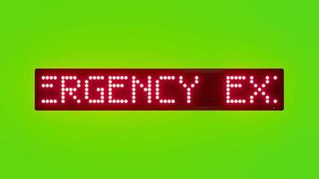 EMERGENCY EXITS MUST REMAIN UNLOCKED Scrolling Red Dot Matrix LED Text Animation on Green Screen Seamless Loop video