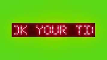 bok din biljetter i förskott rullning röd punkt matris led text animering på grön skärm sömlös slinga video