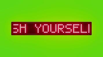 PUSH YOURSELF FORWARD Scrolling Red Dot Matrix LED Text Animation on Green Screen Seamless Loop video