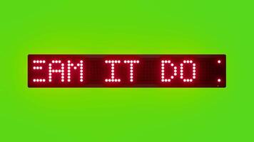 DREAM IT DO IT Scrolling Red Dot Matrix LED Text Animation on Green Screen Seamless Loop video