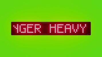 DANGER HEAVY ARTILLERY MOVEMENT AHEAD Scrolling Red Dot Matrix LED Text Animation on Green Screen Seamless Loop video