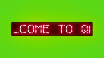 WELCOME TO QATAR Scrolling Red Dot Matrix LED Text Animation on Green Screen Seamless Loop video