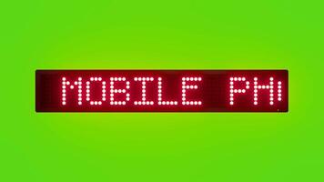 NO MOBILE PHONES Scrolling Red Dot Matrix LED Text Animation on Green Screen Seamless Loop video
