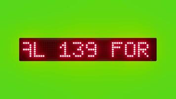 ringa 139 för järnväg nödsituation rullning röd punkt matris led text animering på grön skärm sömlös slinga video