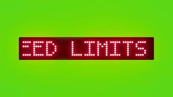 SPEED LIMITS MUST BE STRICTLY FOLLOWED Scrolling Red Dot Matrix LED Text Animation on Green Screen Seamless Loop video