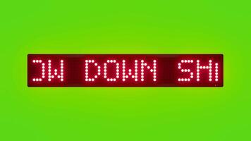 långsam ner skarp sväng ett huvud rullning röd punkt matris led text animering på grön skärm sömlös slinga video
